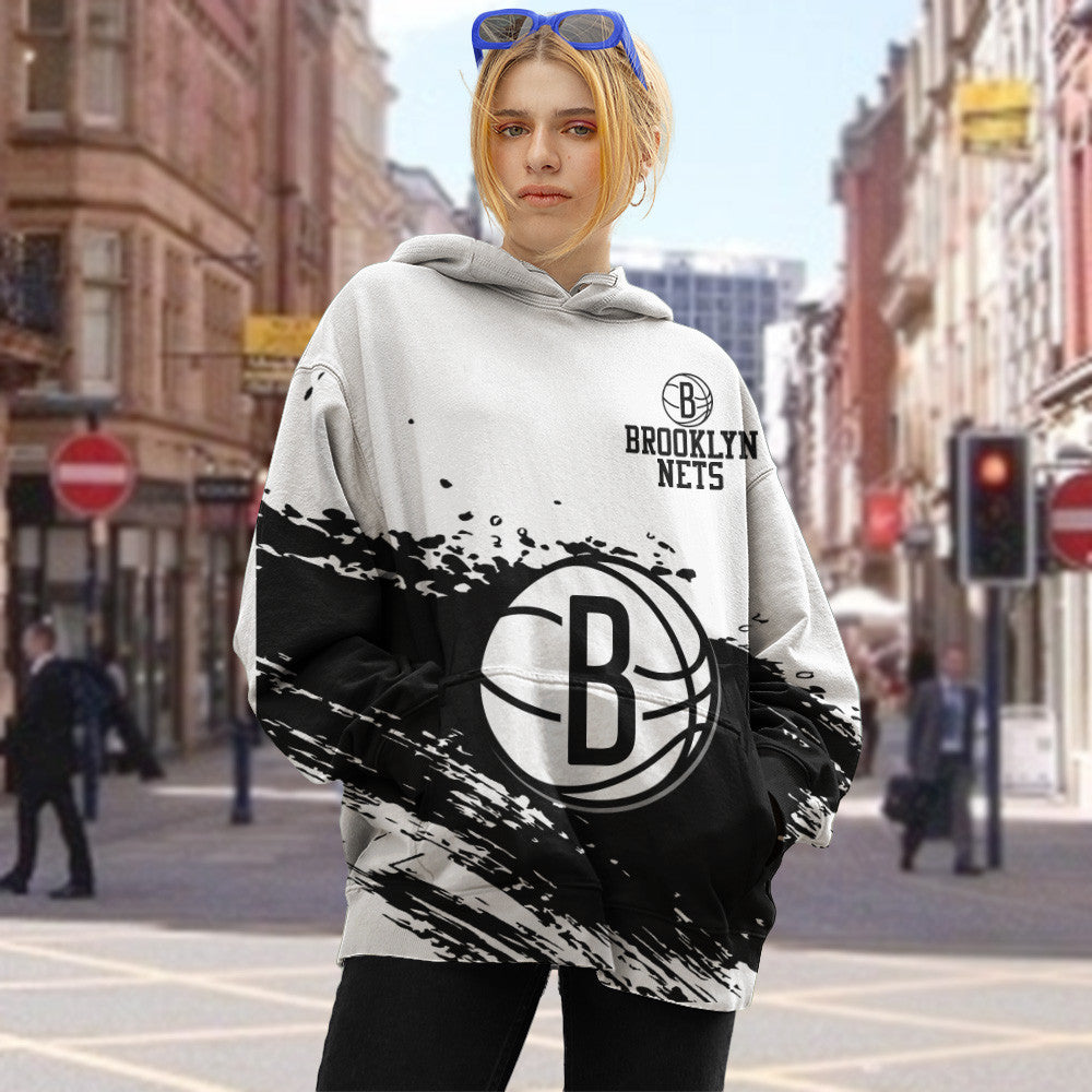 Brooklyn Nets NBA Hoodie Stylish Logo for Fans Color White NH24