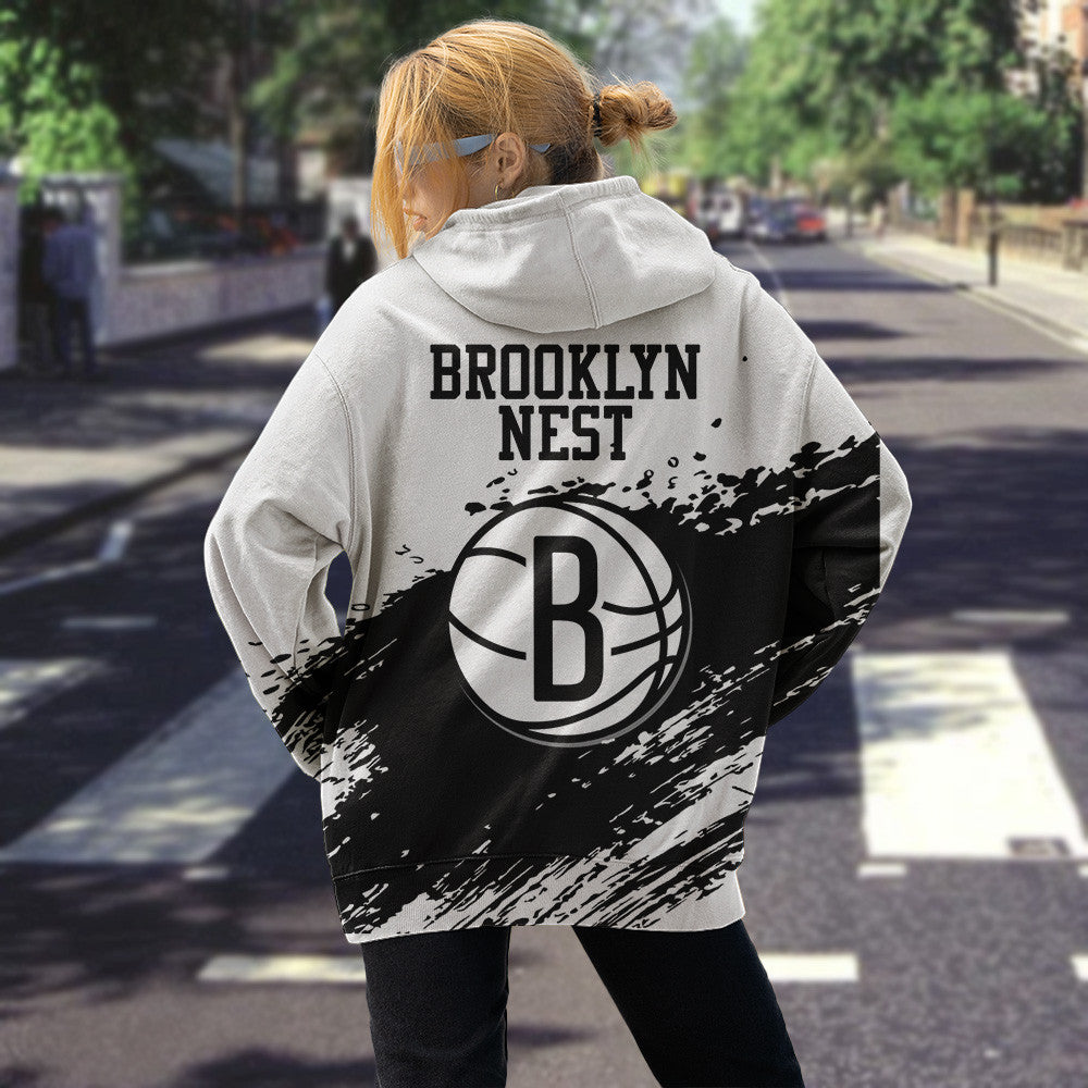 Brooklyn Nets NBA Hoodie Stylish Logo for Fans Color White NH24