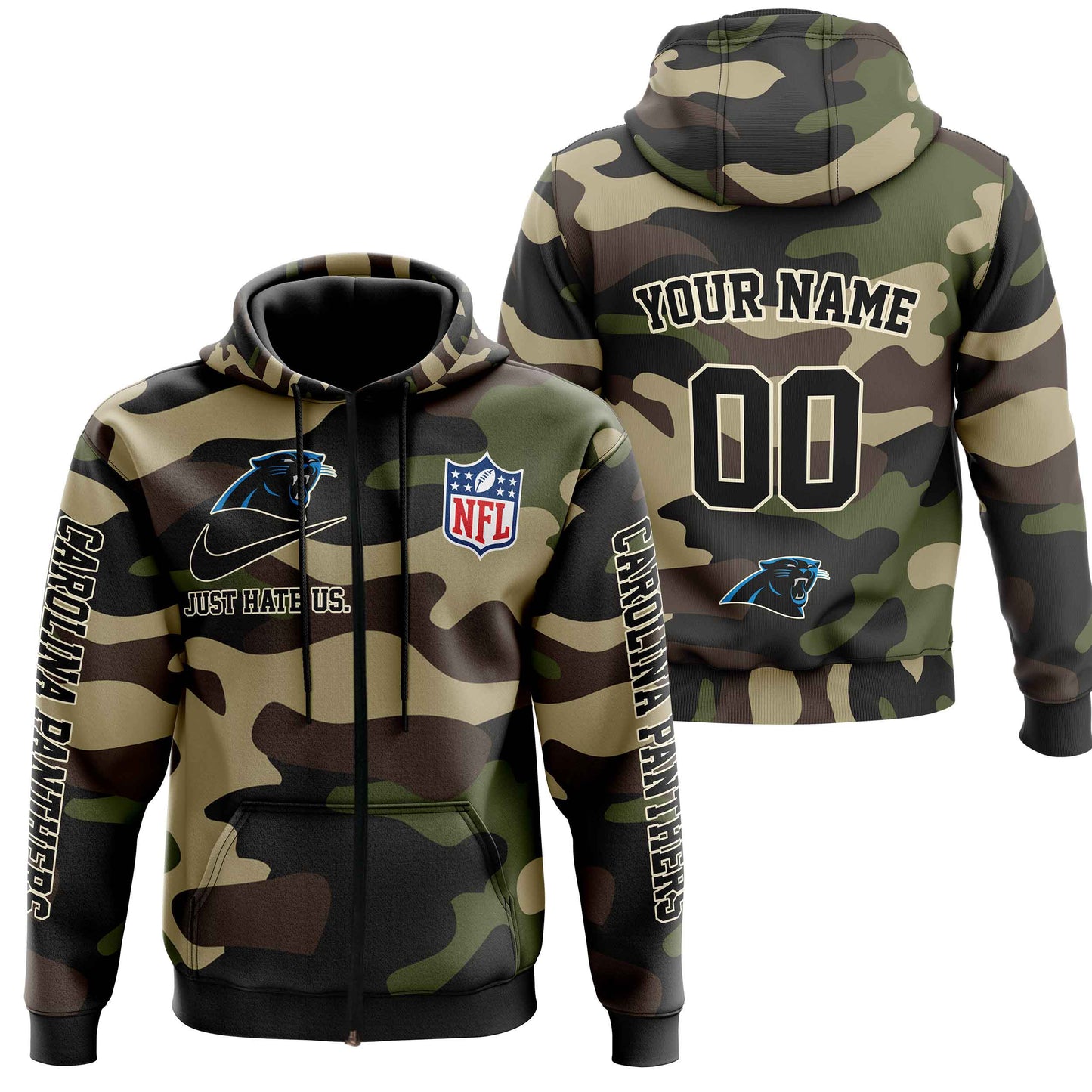 NFL Carolina Panthers Personalized Pullover Hoodie Camo Veterans Special Edition NH24