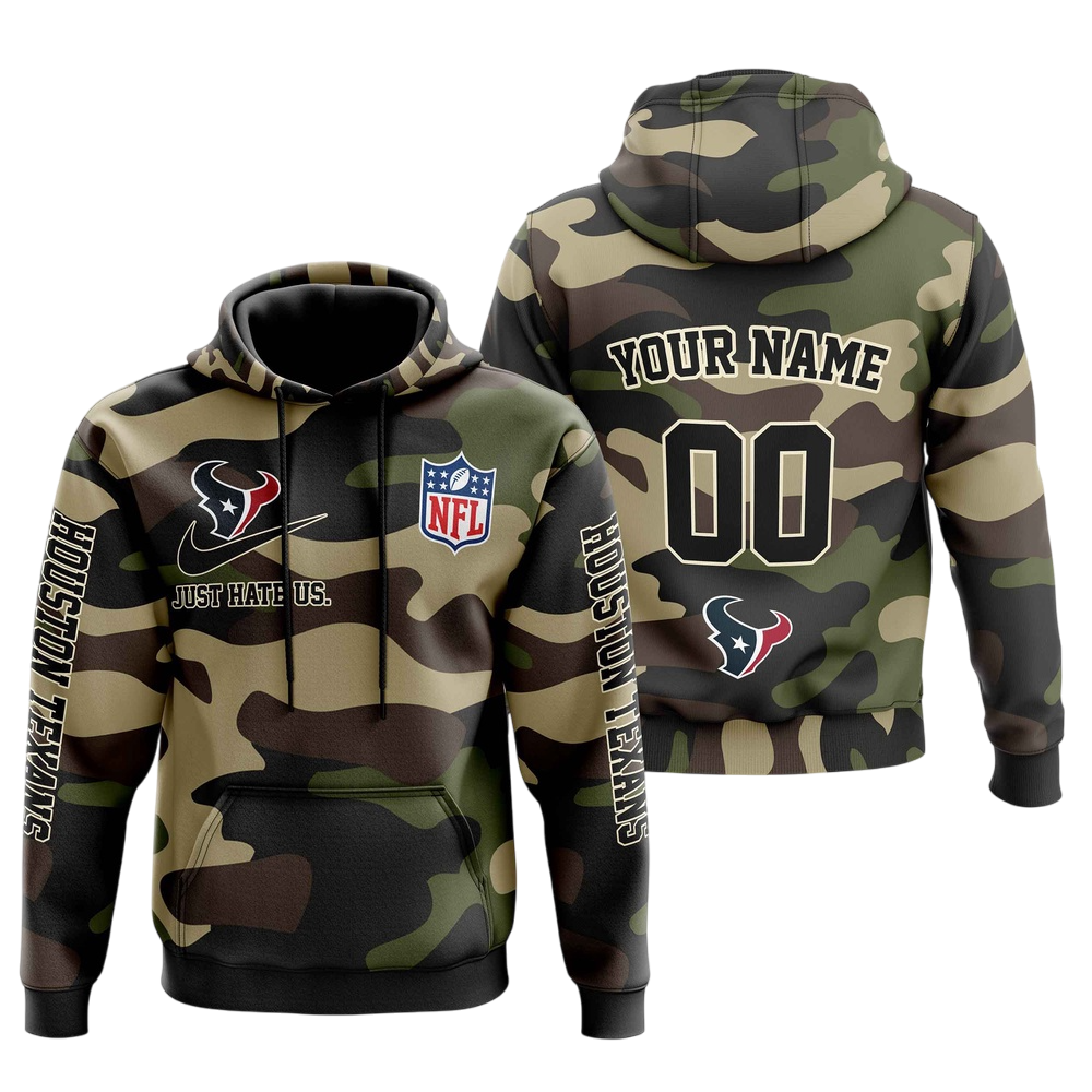 NFL Houston Texans Personalized Pullover Hoodie Camo Veterans Special Edition NH24