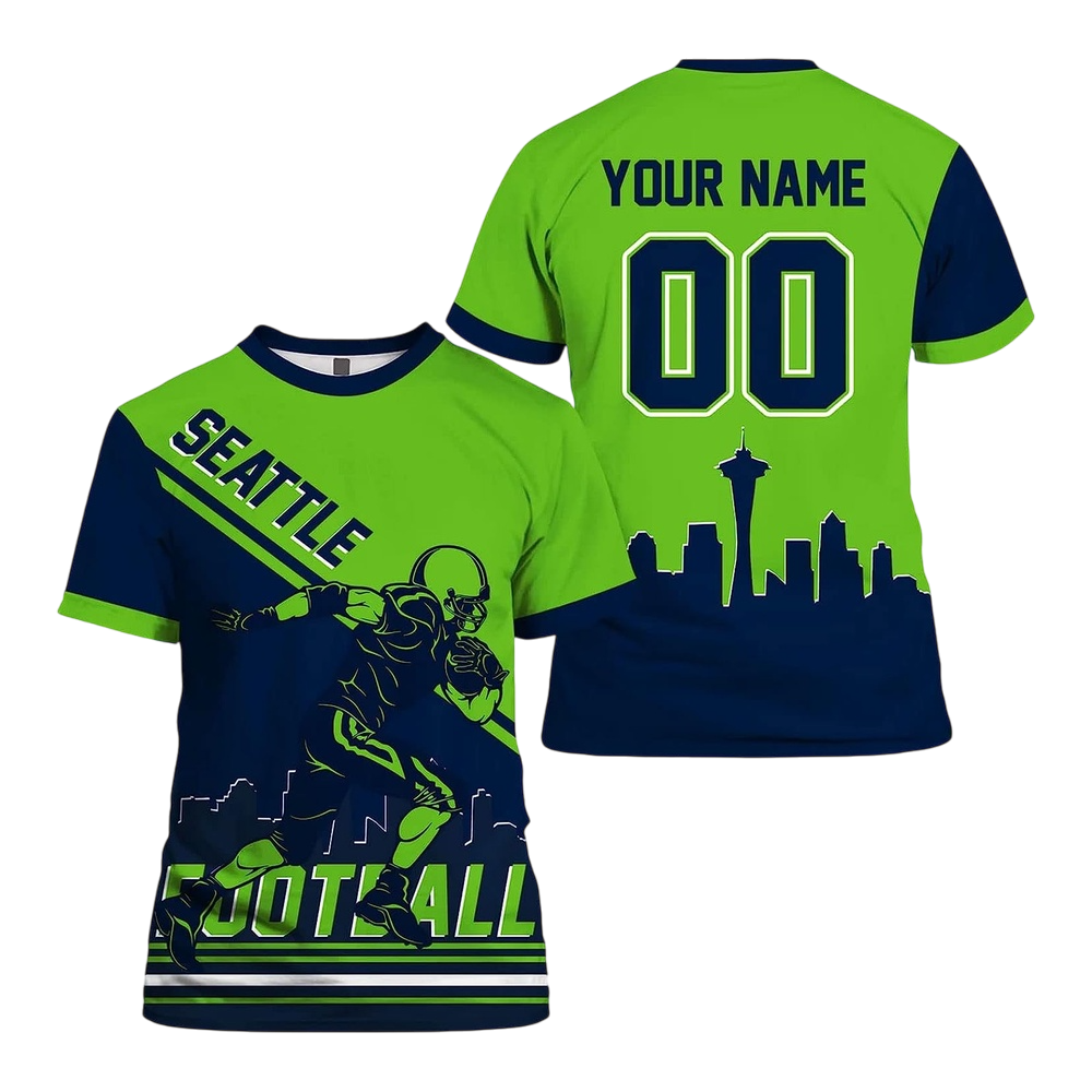 NFL Seattle Seahawks Custom Name And Number T-Shirt – Football Player For Big Fan NH24