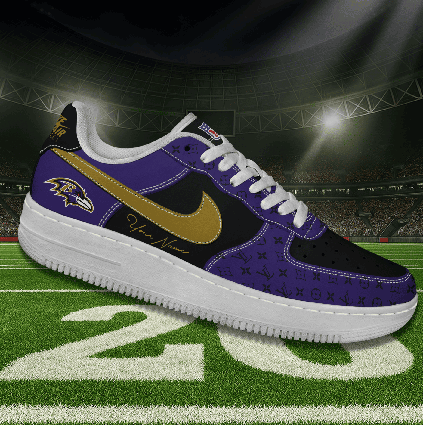 (Personalized) Baltimore Ravens LV x Nike Air Force 1