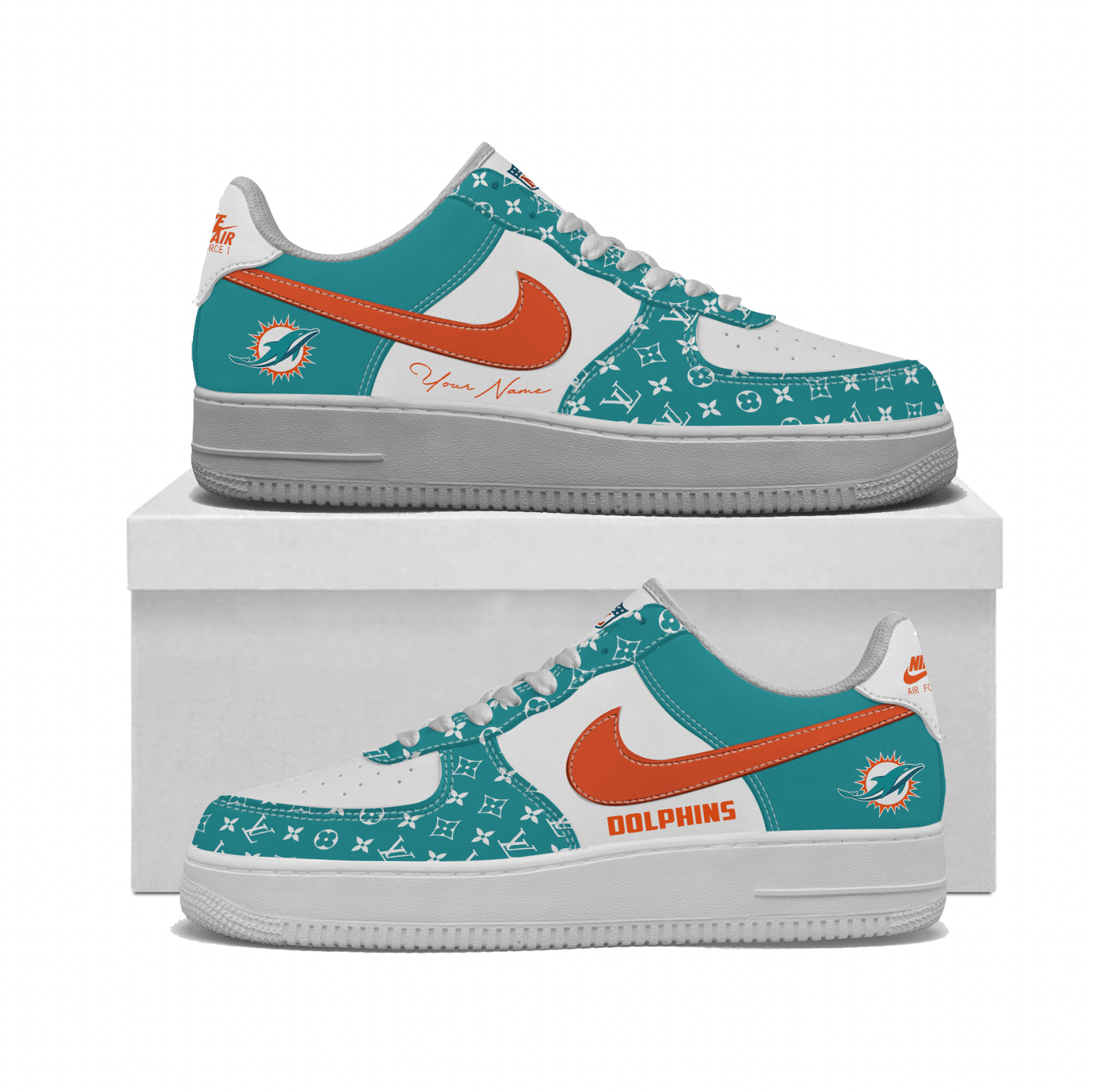 (Personalized) Miami Dolphins LV x Nike Air Force 1
