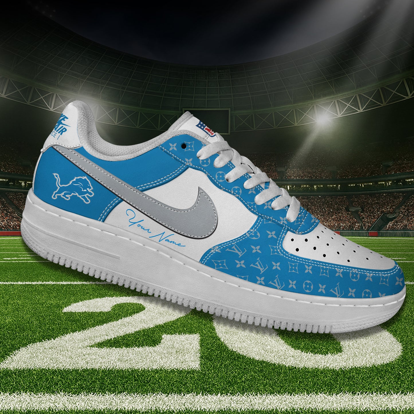 (Personalized) Detroit Lions LV x Nike Air Force 1