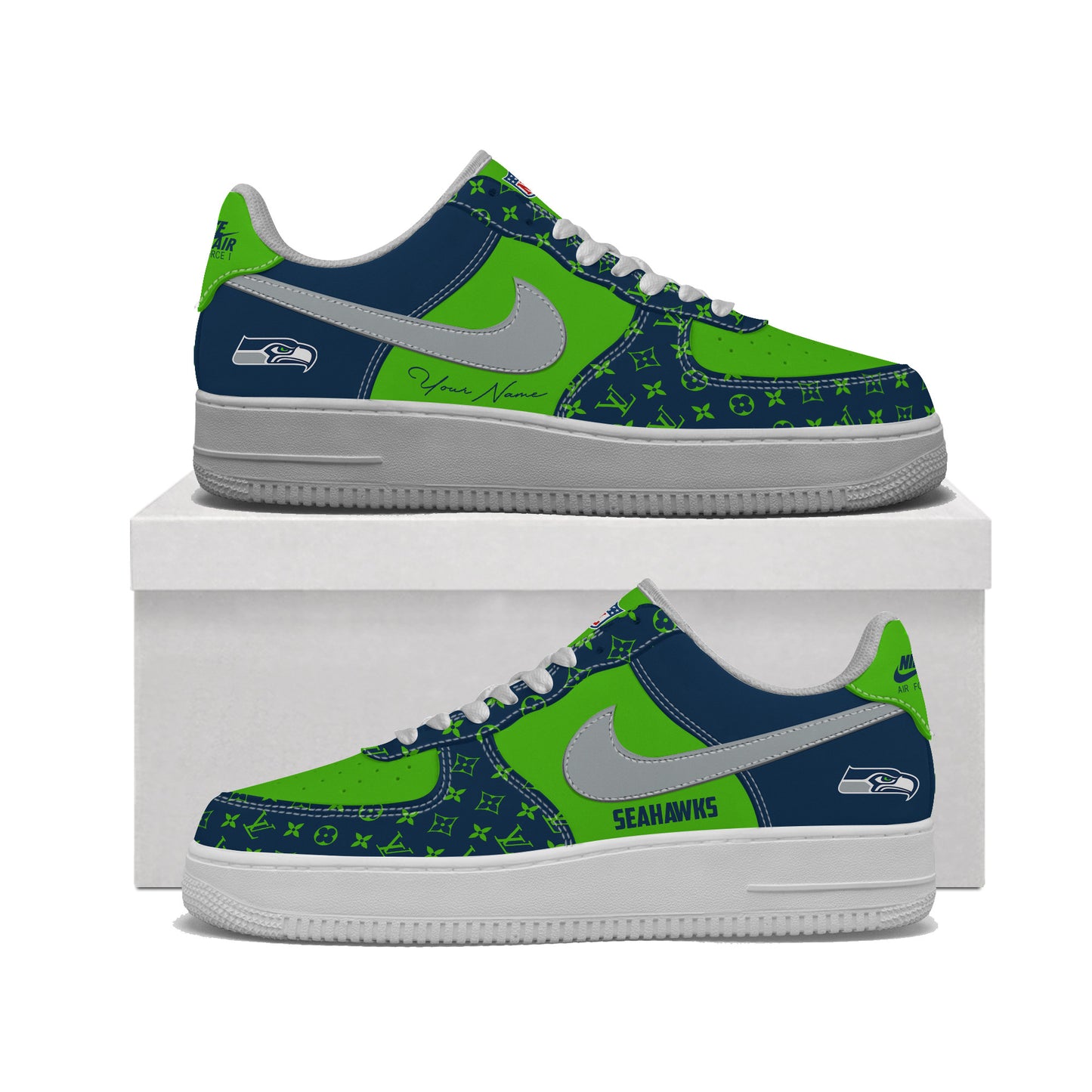 (Personalized) Seattle Seahawks LV x Nike Air Force 1