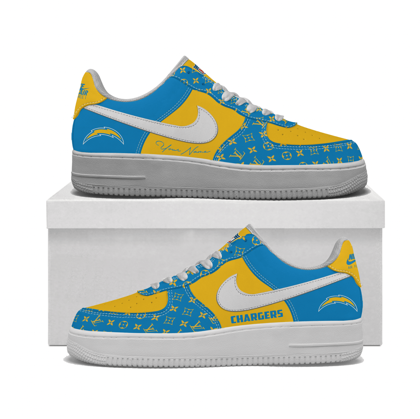 (Personalized) Los Angeles Chargers LV x Nike Air Force 1