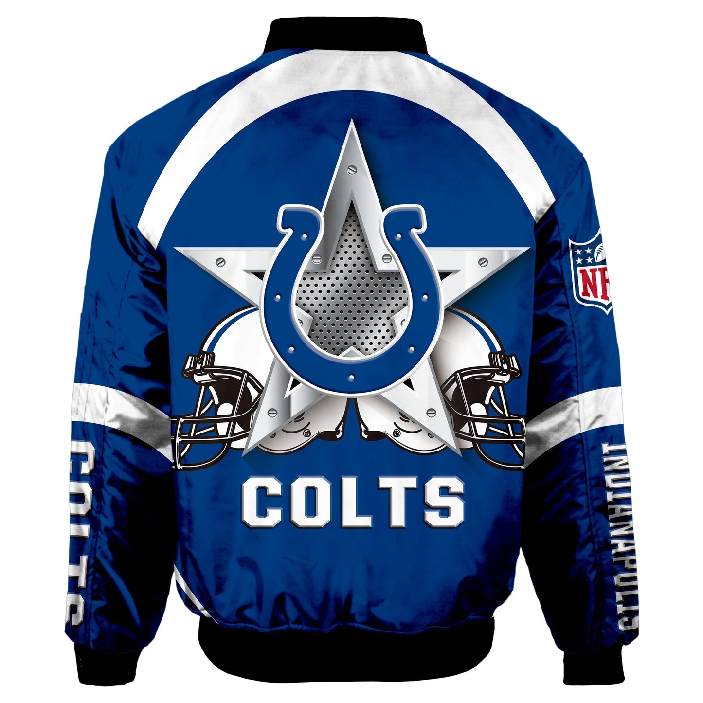 NFL Indianapolis Colts Bomber Jacket Graphic Football Player Running NH24