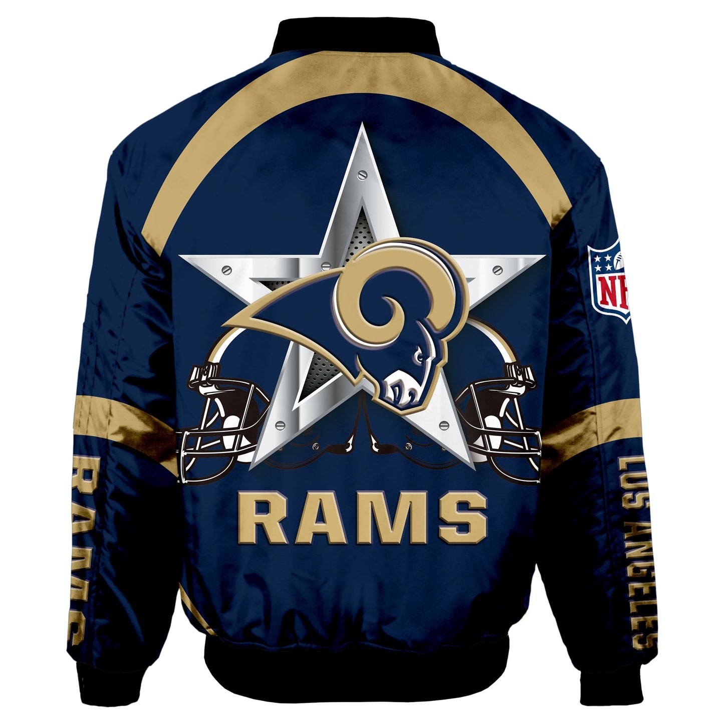 NFL Los Angeles Rams Bomber Jacket Graphic Football Player Running NH24