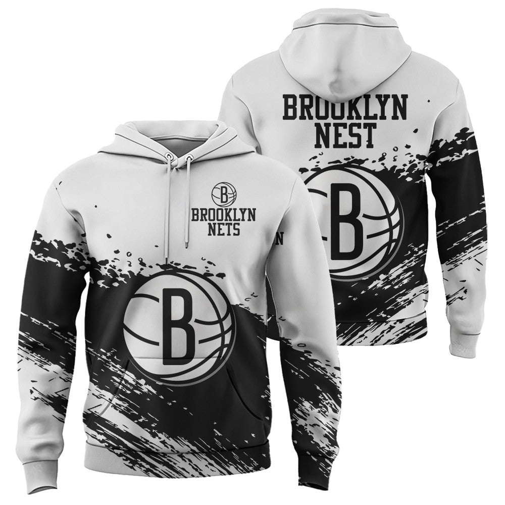 Brooklyn Nets NBA Hoodie Stylish Logo for Fans Color White NH24