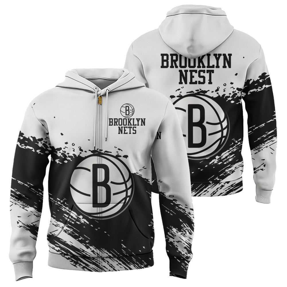 Brooklyn Nets NBA Hoodie Stylish Logo for Fans Color White NH24