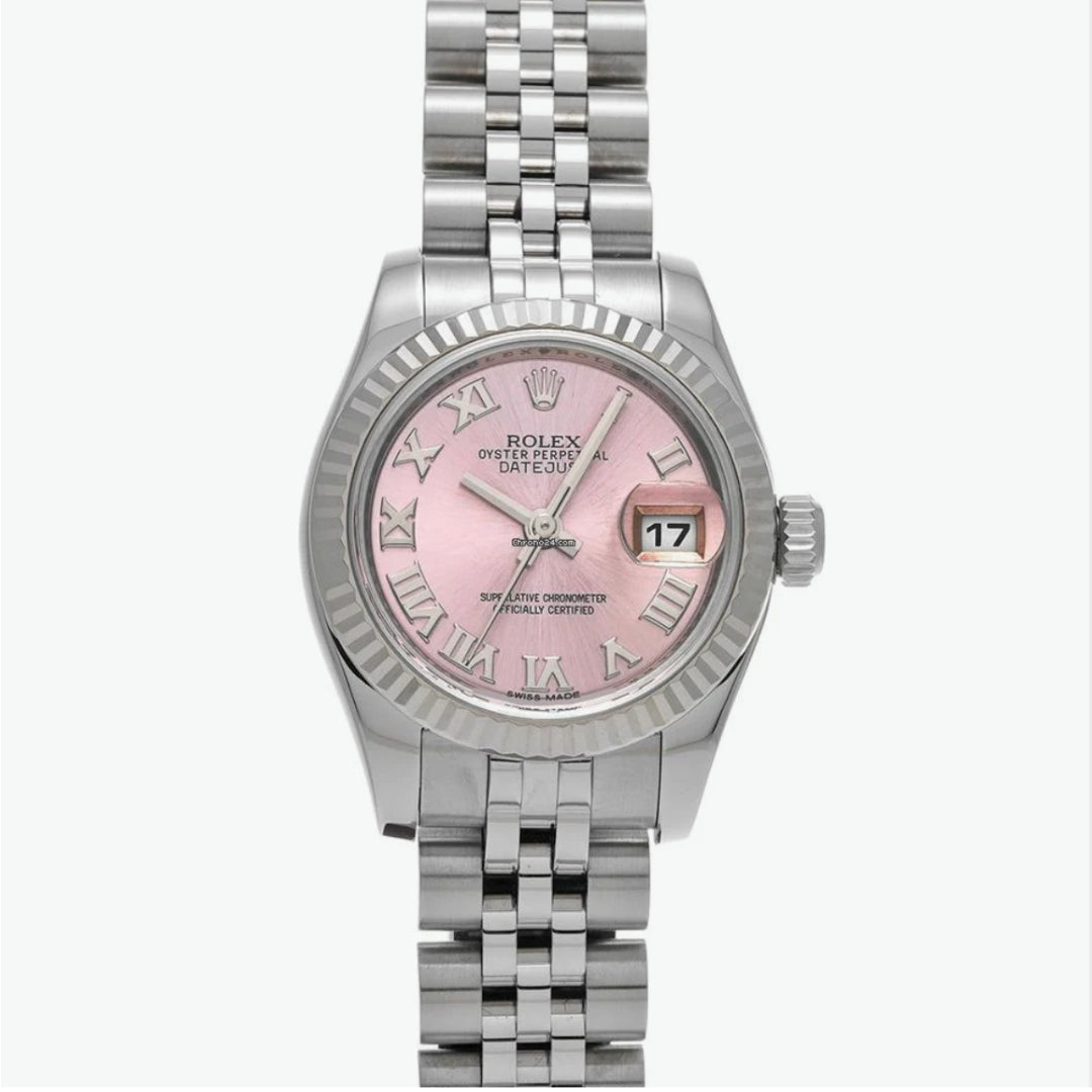 Rolex Lady-Datejust 28 – Oystersteel, Fluted Bezel, Pink Dial with Roman Numerals, Jubilee Bracelet – Ref. 279174