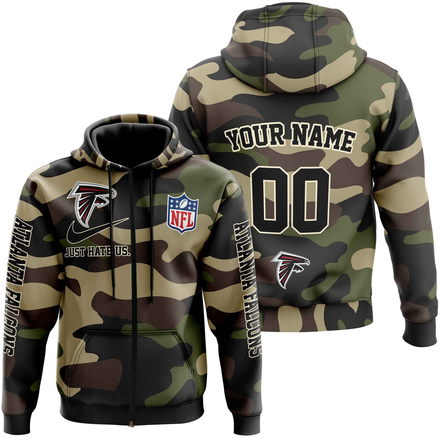 NFL Atlanta Falcons Personalized Pullover Hoodie Camo Veterans Special Edition NH24