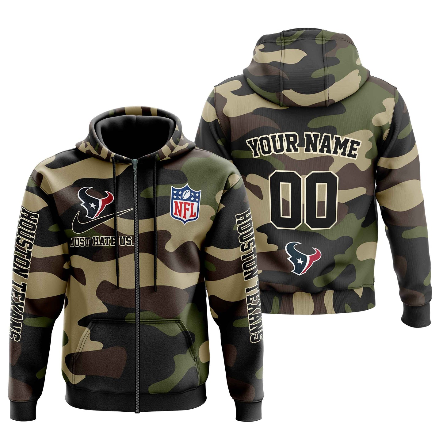 NFL Houston Texans Personalized Pullover Hoodie Camo Veterans Special Edition NH24