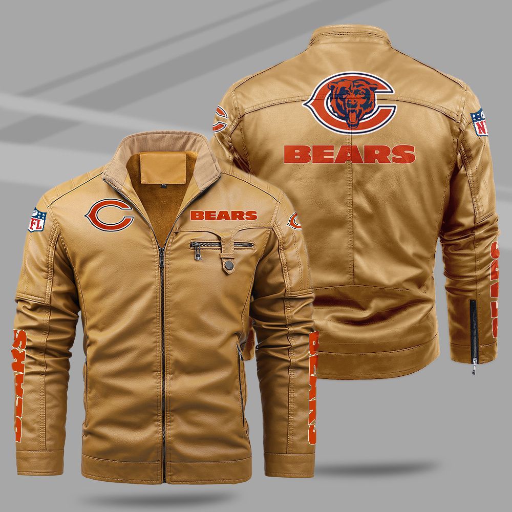 Chicago Bears NFL Teams Fleece Leather Jacket For All Season NH24