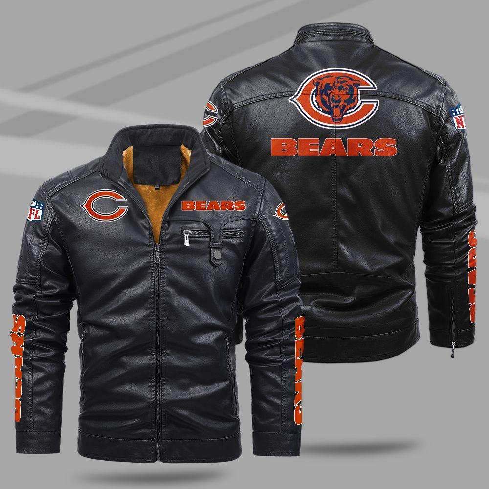 Chicago Bears NFL Teams Fleece Leather Jacket For All Season NH24