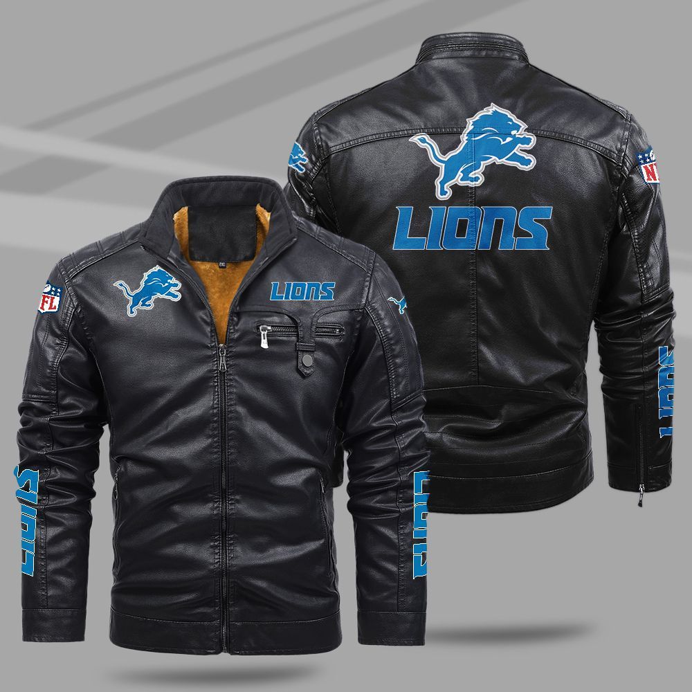 Detroit Lions NFL Teams Fleece Leather Jacket For All Season NH24