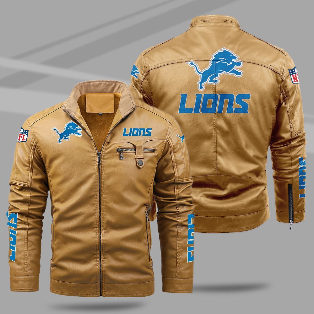 Detroit Lions NFL Teams Fleece Leather Jacket For All Season NH24