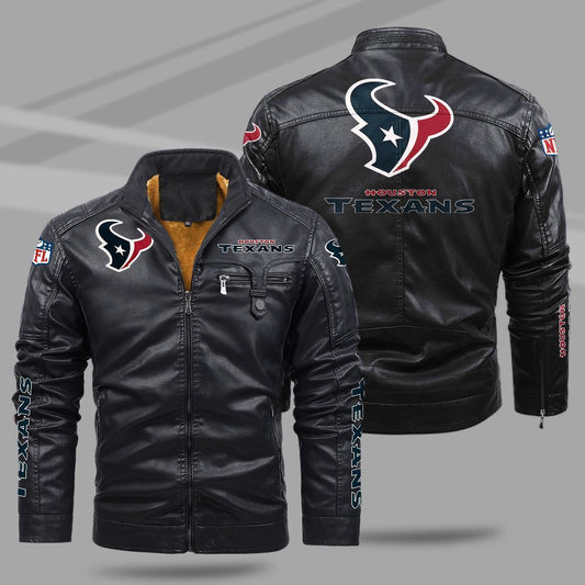 Houston Texans NFL Teams Fleece Leather Jacket For All Season NH24